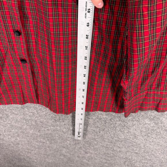 Karen Scott Shirt Women 2X Plus Red Plaid Button Up Collared Long Sleeve Cotton - Picture 6 of 7